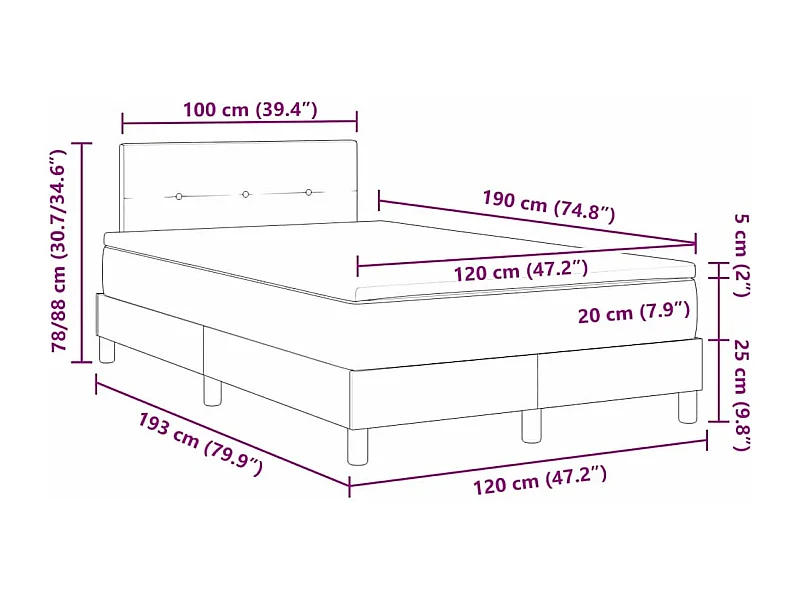 Boxspringbed met matras Donkergrijs 120 x 190 cm Stof
