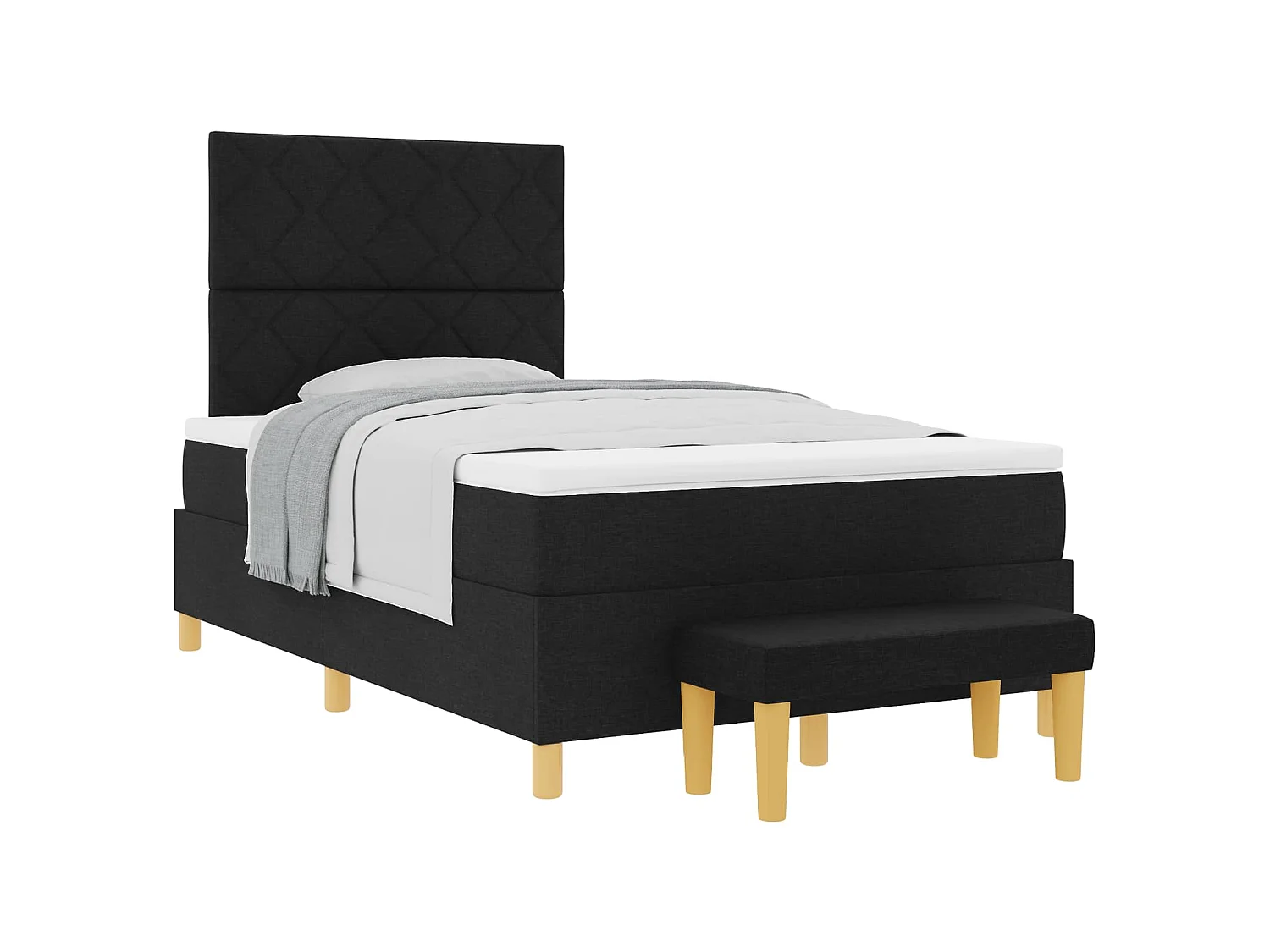 Boxspring bed met kussen met hoofdeinde Zwart 200 x 120 cm Stof