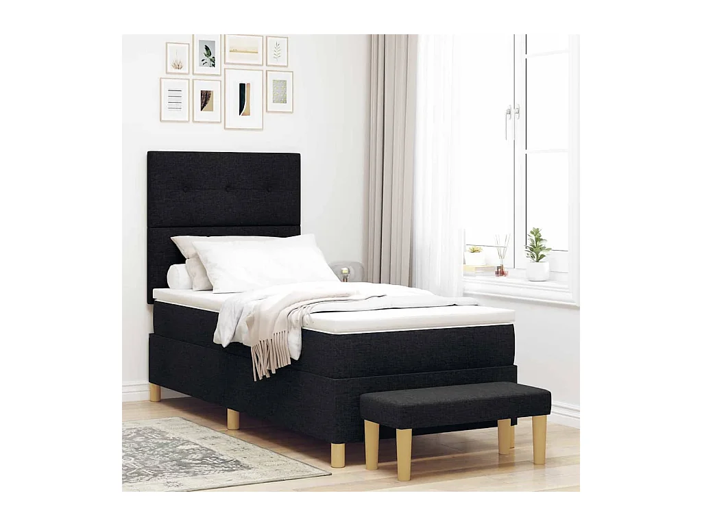 Boxspring bed met matras met hoofdeinde Zwart 100 x 200 cm Stof