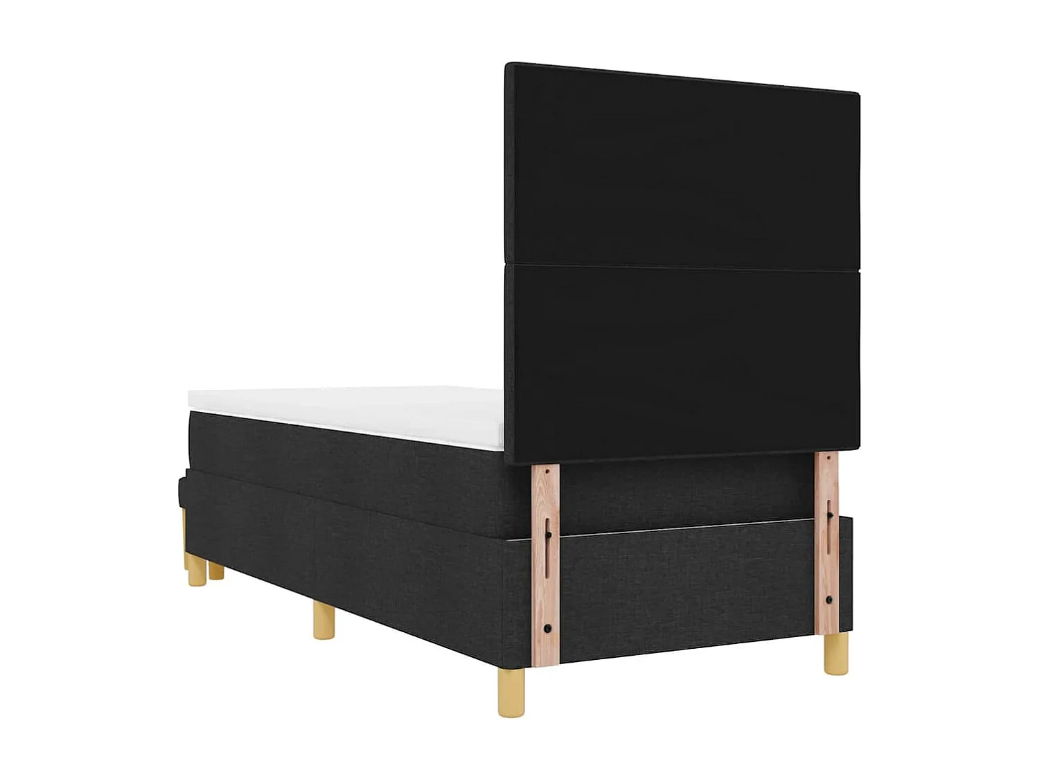 Lit à ressorts avec matelas Noir 100 x 200 cm tissu