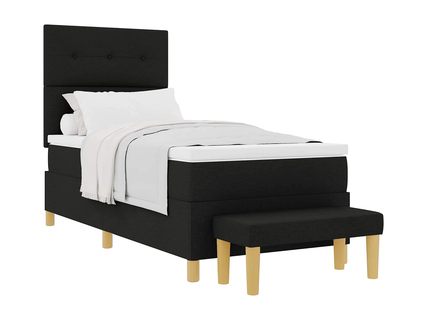 Letto a molle con cuscino Nero 200 x 100 cm Tessuto