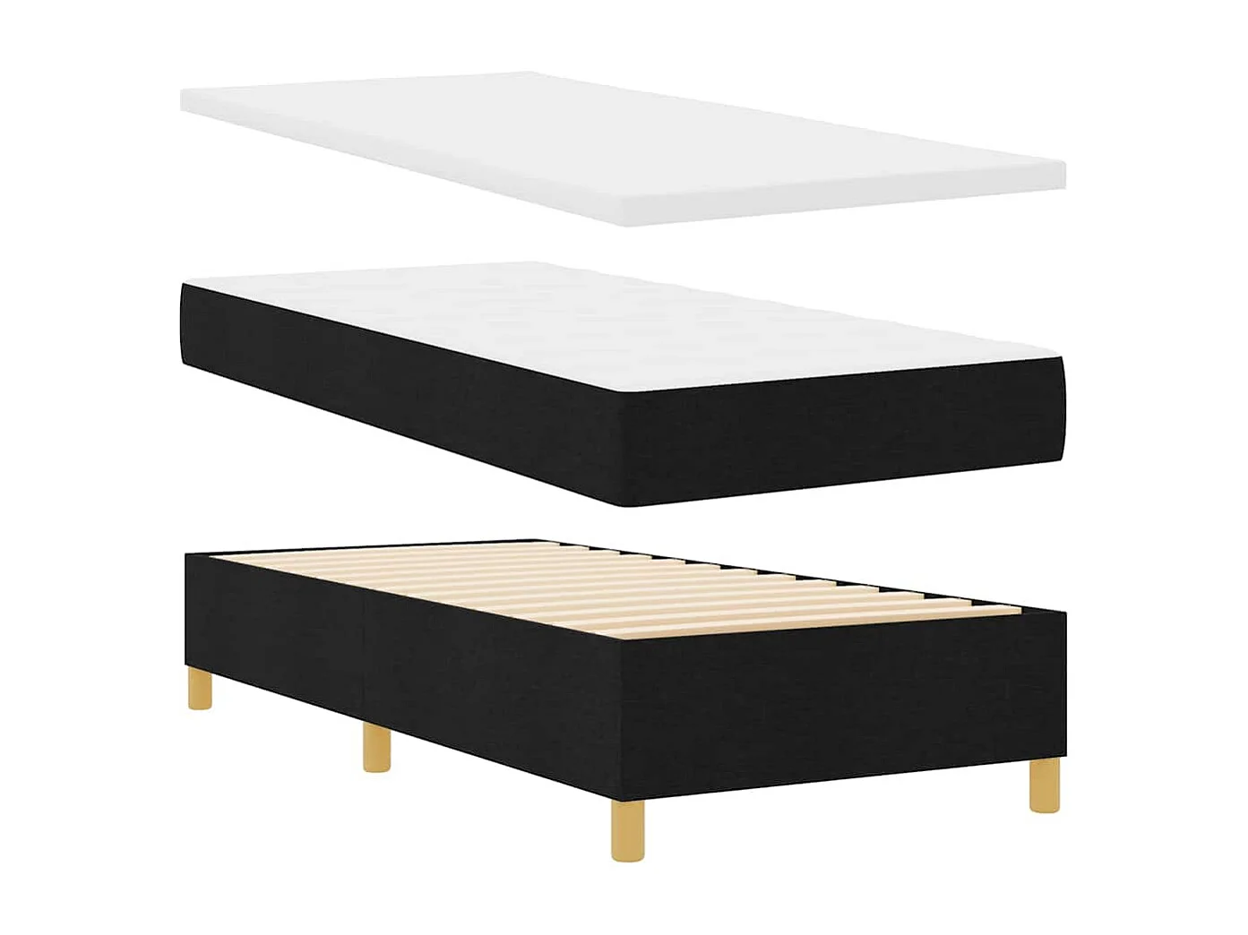Letto a molle con cuscino Nero 200 x 100 cm Tessuto