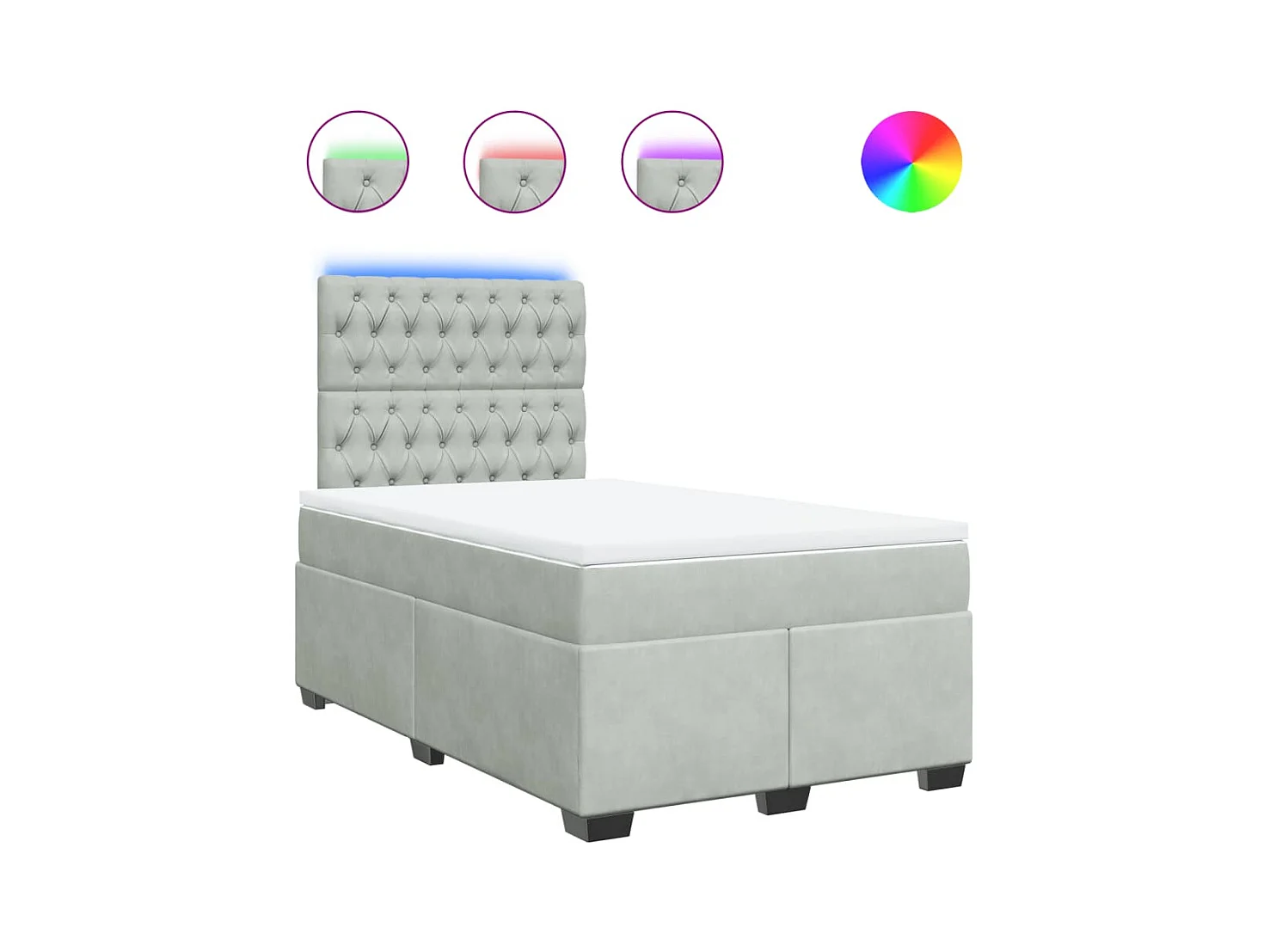 Sommier à lattes de lit et matelas gris clair 120x190cm velours