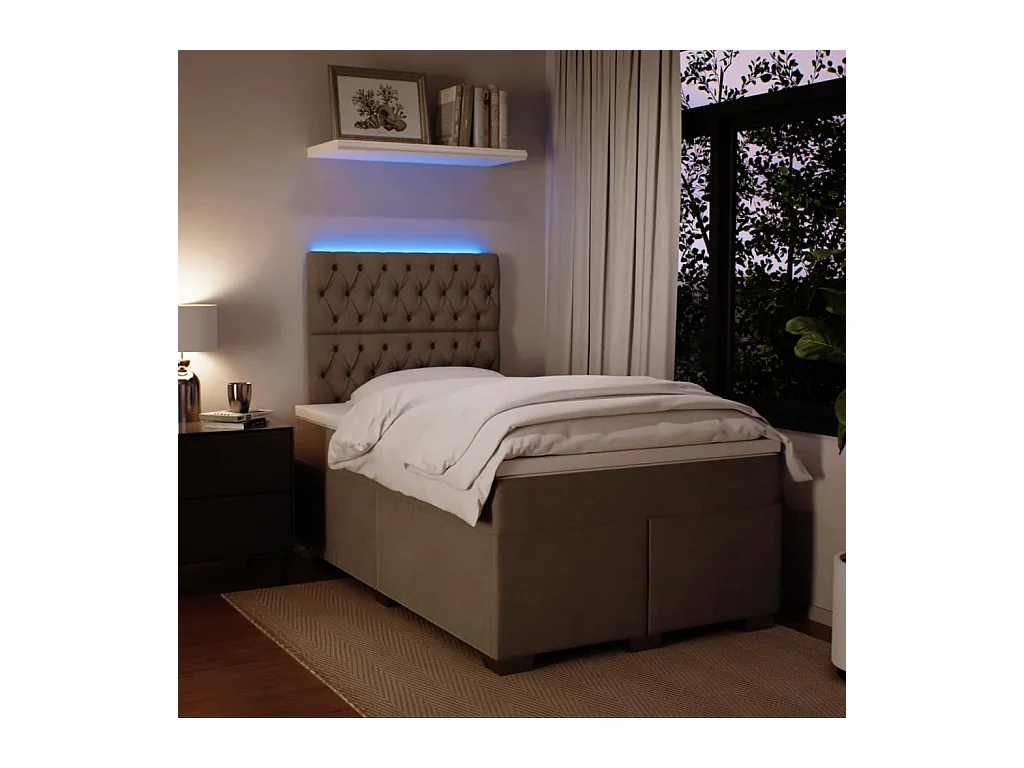 Sommier à lattes de lit et matelas gris clair 120x190cm velours