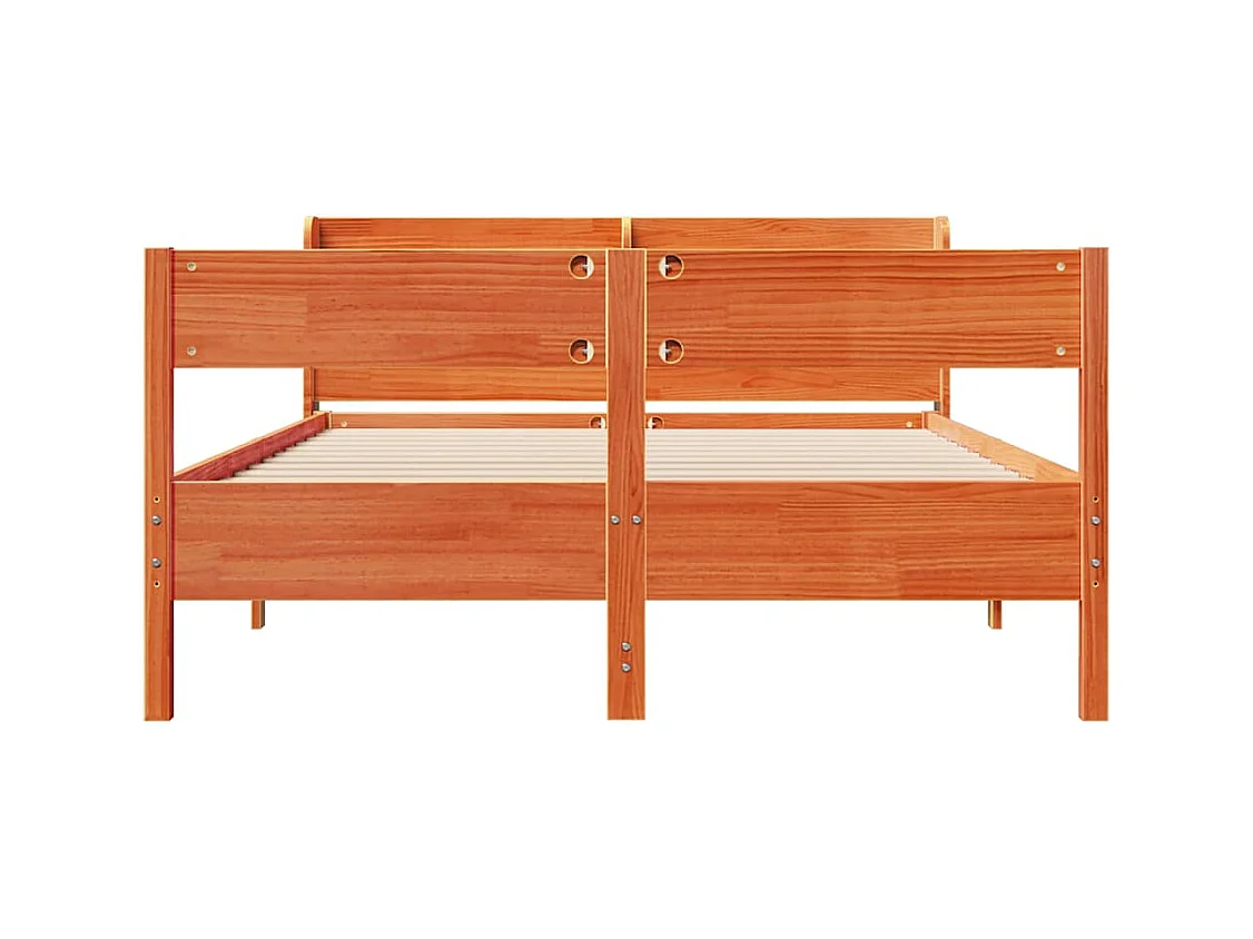 Cadre de lit sans matelas cire marron 120x200cm bois pin massif