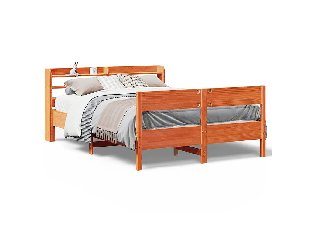 Bedframe zonder matras massief grenenhout wasbruin 120x200 cm