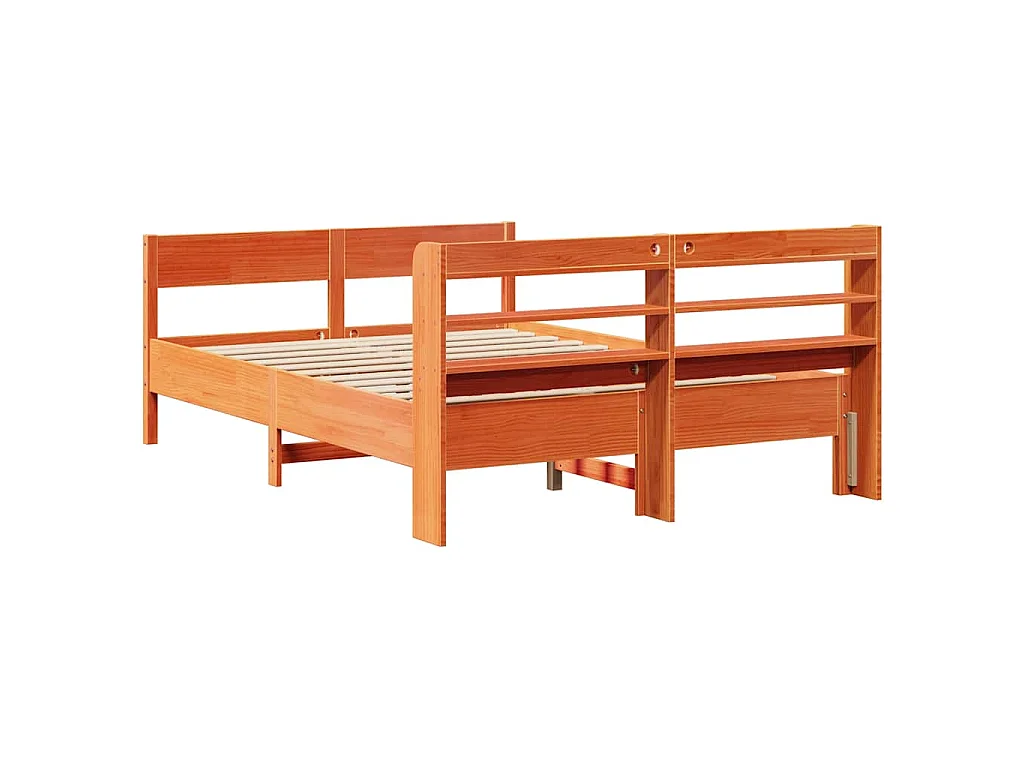 Bedframe zonder matras massief grenenhout wasbruin 120x200 cm