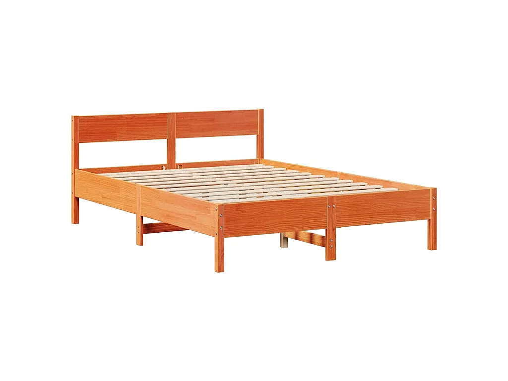 Bedframe zonder matras massief grenenhout wasbruin 120x200 cm