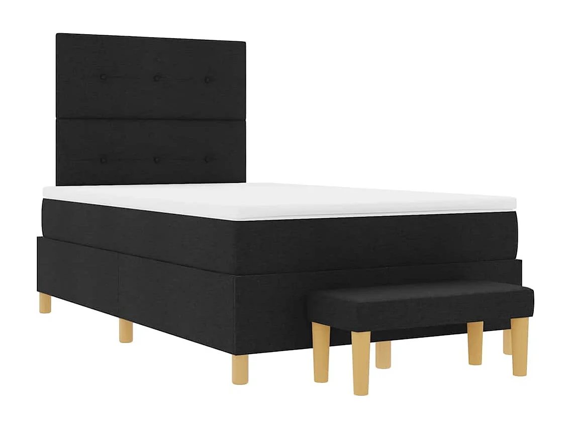 Lit à ressorts avec matelas Noir 120 x 190 cm tissu