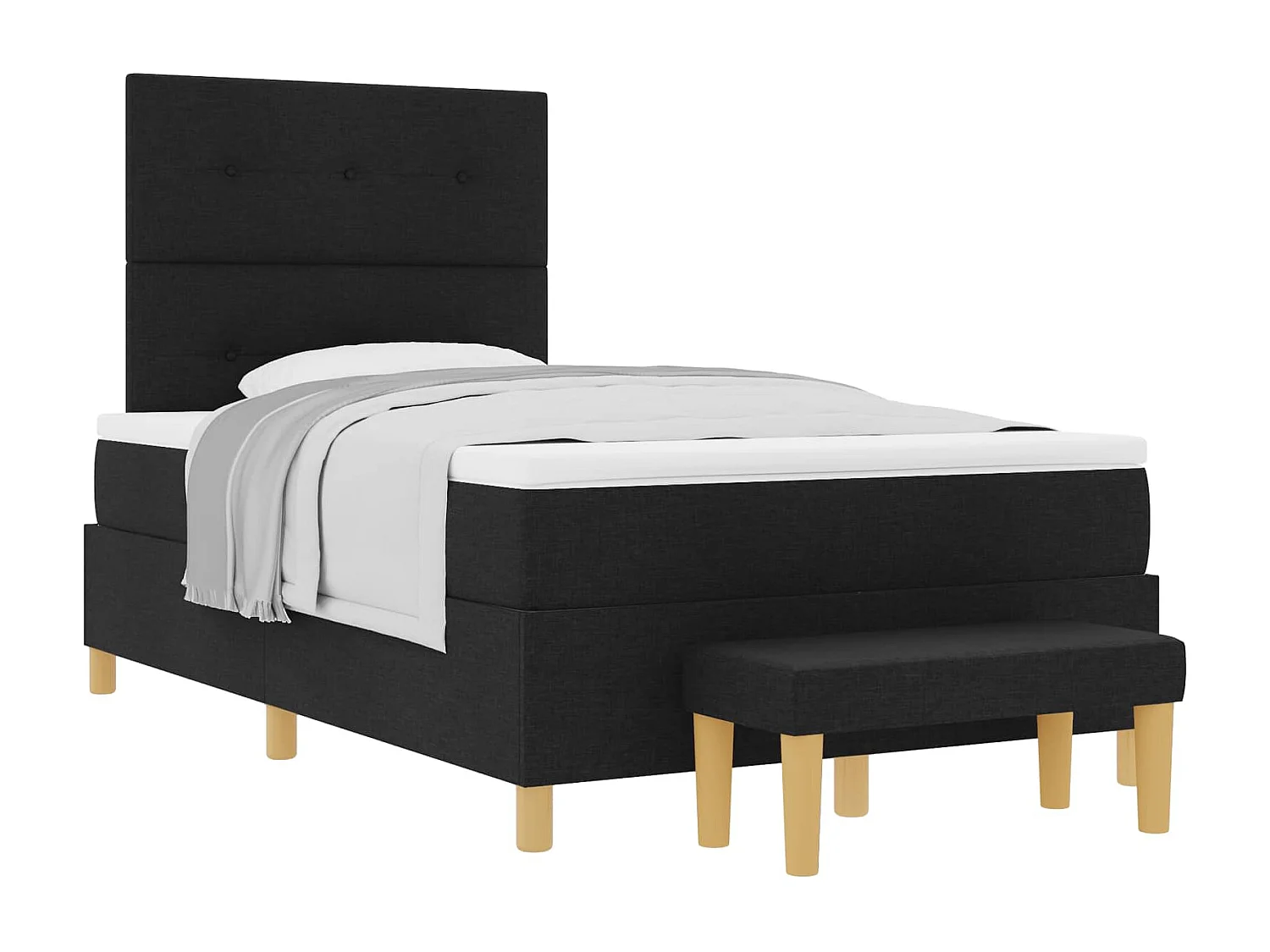 Letto a molle con materasso Nero 120 x 190 cm Tessuto