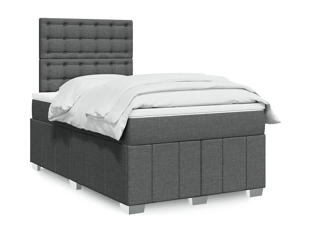 Boxspringbett mit Matratze Dunkelgrau 120x190 cm Stoff