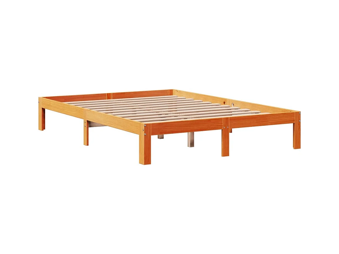 Cadre de lit sans matelas cire marron 120x200cm bois pin massif