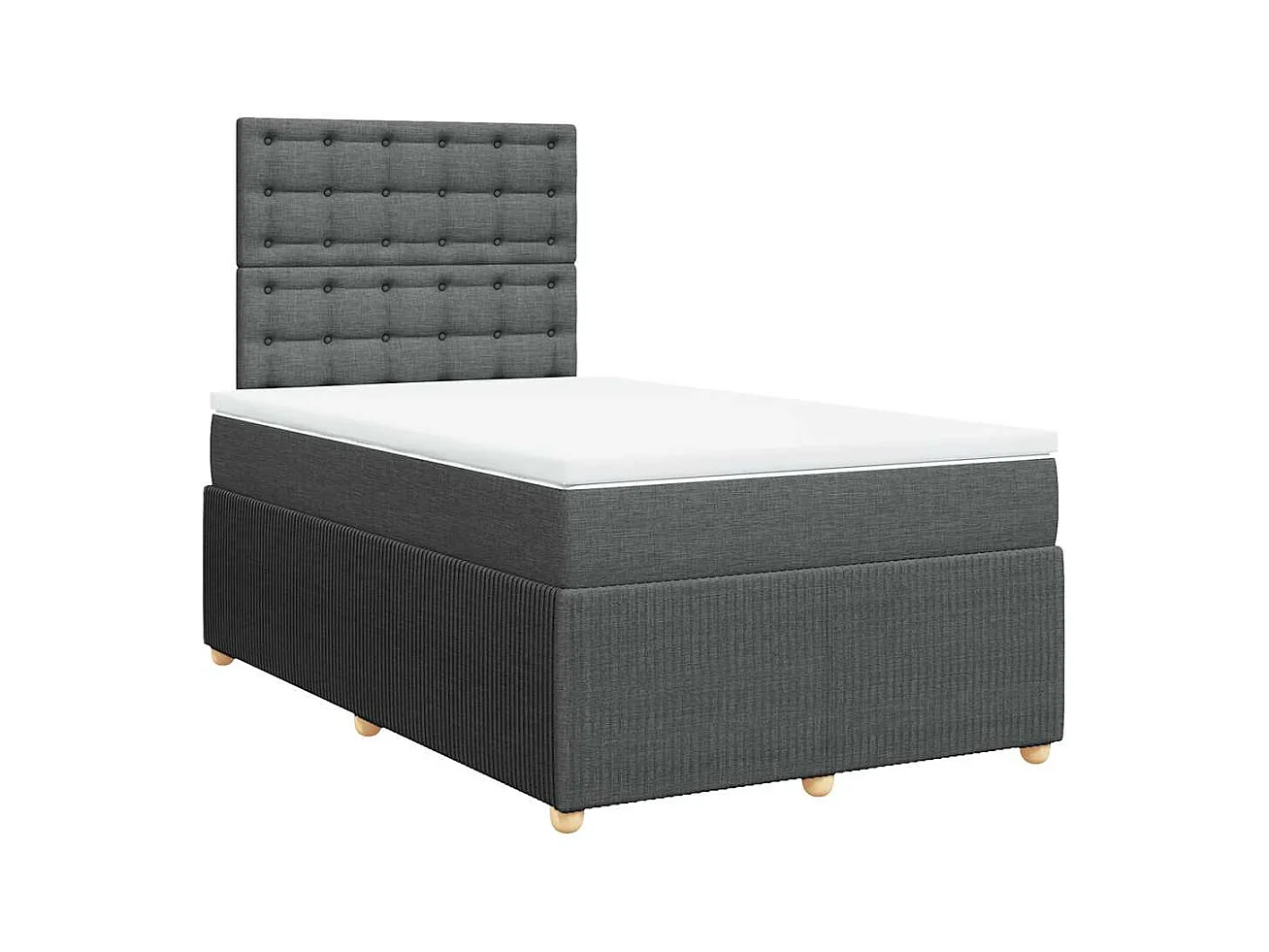 Sommier à lattes de lit avec matelas gris foncé 120x190cm tissu