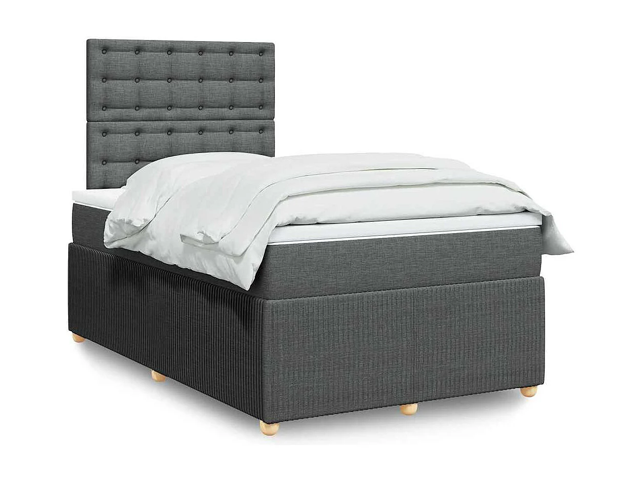 Boxspringbett mit Matratze Dunkelgrau 120x190 cm Stoff
