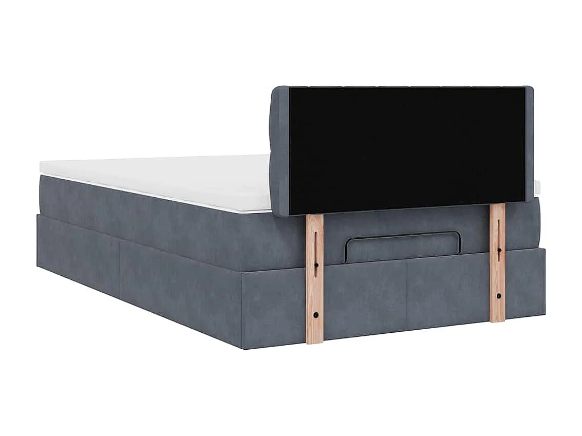 Ottoman-Bett mit Matratze & LEDs Dunkelgrau 120x200 cm Samt