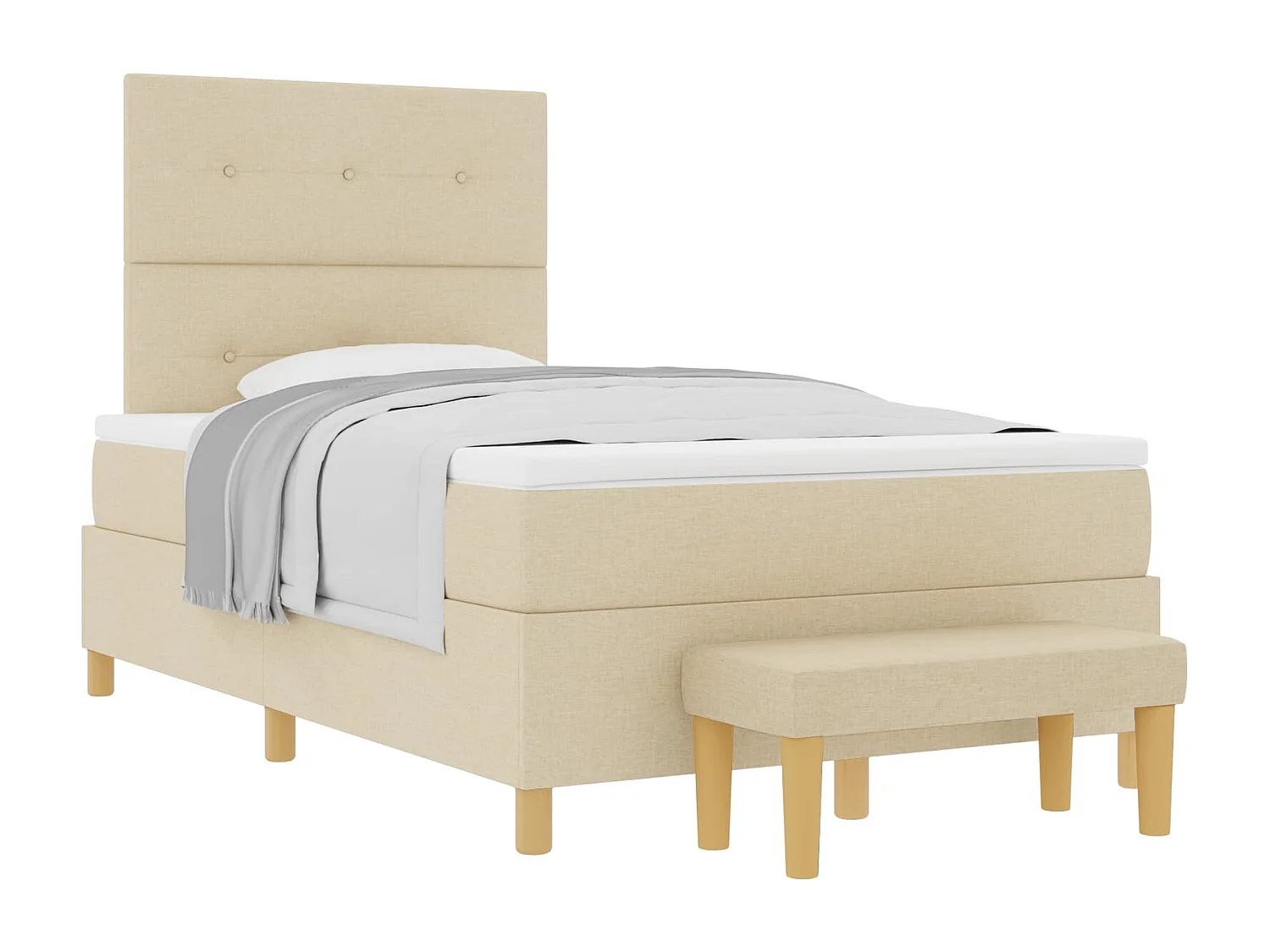 Lit à ressorts avec matelas Crème 120 x 200 cm tissu