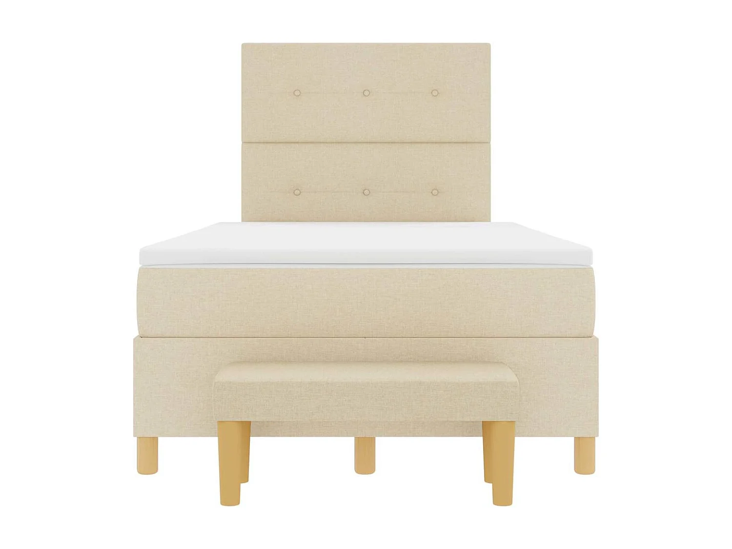 Lit à ressorts avec matelas Crème 120 x 200 cm tissu