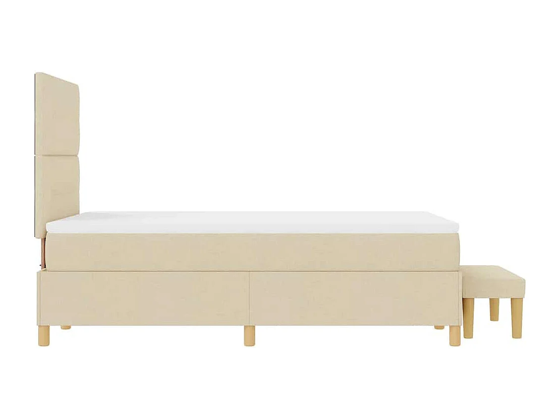 Lit à ressorts avec matelas Crème 120 x 200 cm tissu