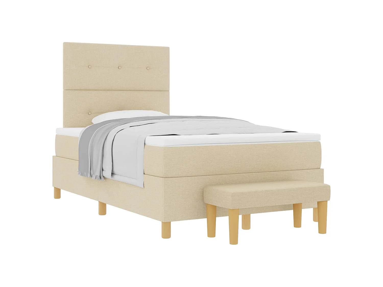 Boxspringbett mit Kopfteil Creme 200 x 120 cm Stoff