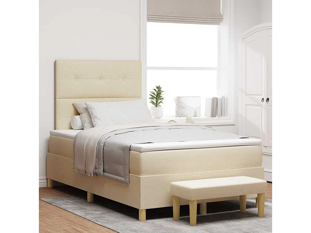 Boxspringbett mit Kopfteil Creme 200 x 120 cm Stoff