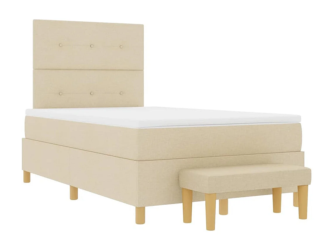 Boxspringbett mit Kopfteil Creme 200 x 120 cm Stoff