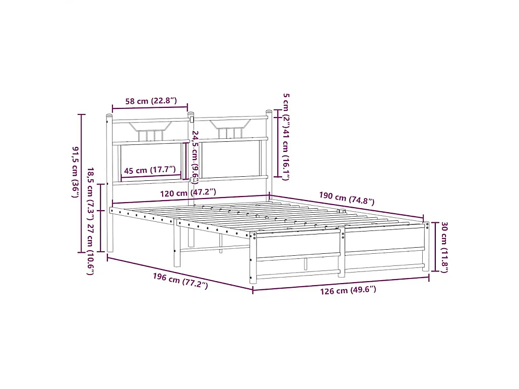 Bedframe zonder matras bewerkt hout bruin eikenkleur 120x190 cm