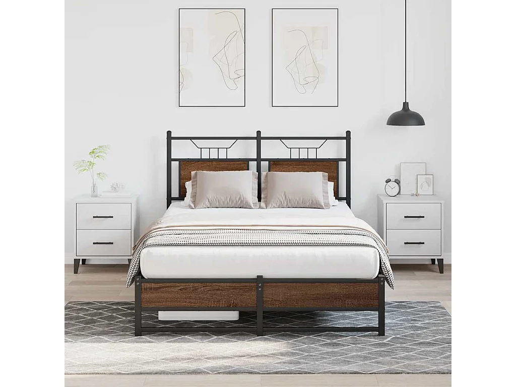 Bedframe zonder matras bewerkt hout bruin eikenkleur 120x190 cm