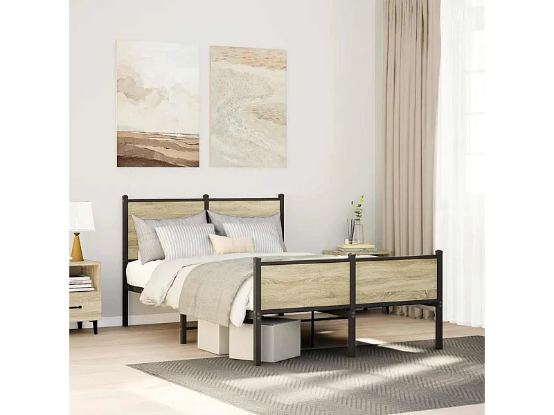 Giroletto senza Materaso in Metallo Rovere Sonoma 120x190 cm