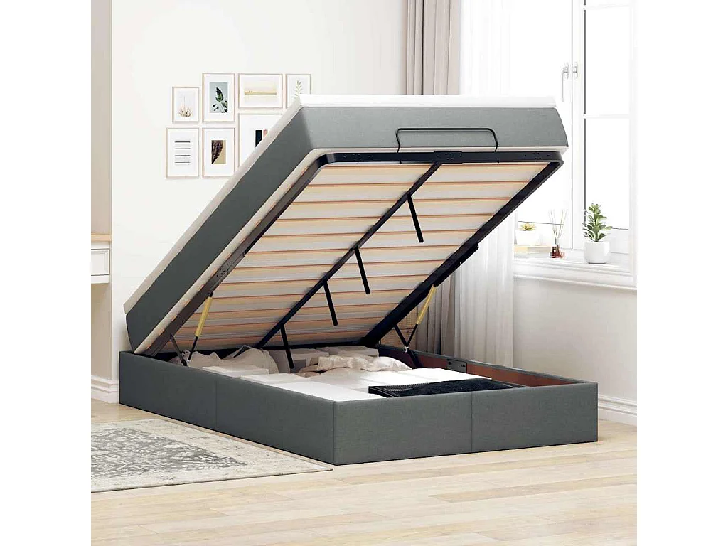 Struttura Letto Pouf con Materasso 120x200 cm in Tessuto