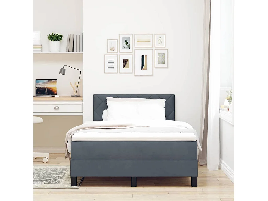 Boxspringbett mit Matratze Dunkelgrau 120 x 190 cm Samt