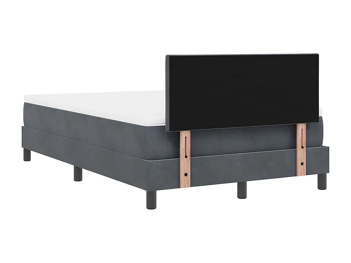 Cama Box com colchão Cinza Escuro 120 x 190 cm Veludo