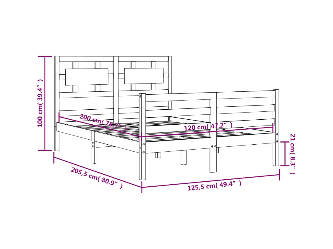 Giroletto con Testiera 120x200 cm in Legno Massello