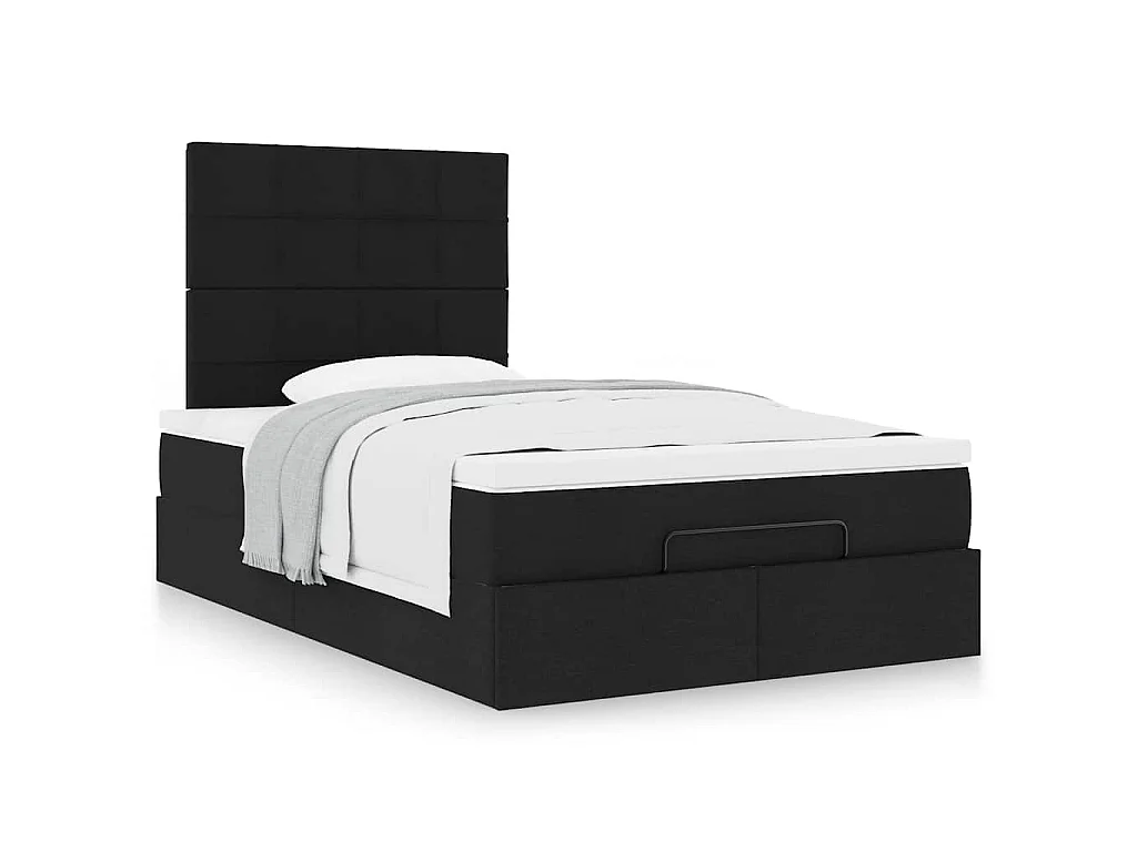 Ottoman-Bett mit Matratze Schwarz 120x200 cm Stoff
