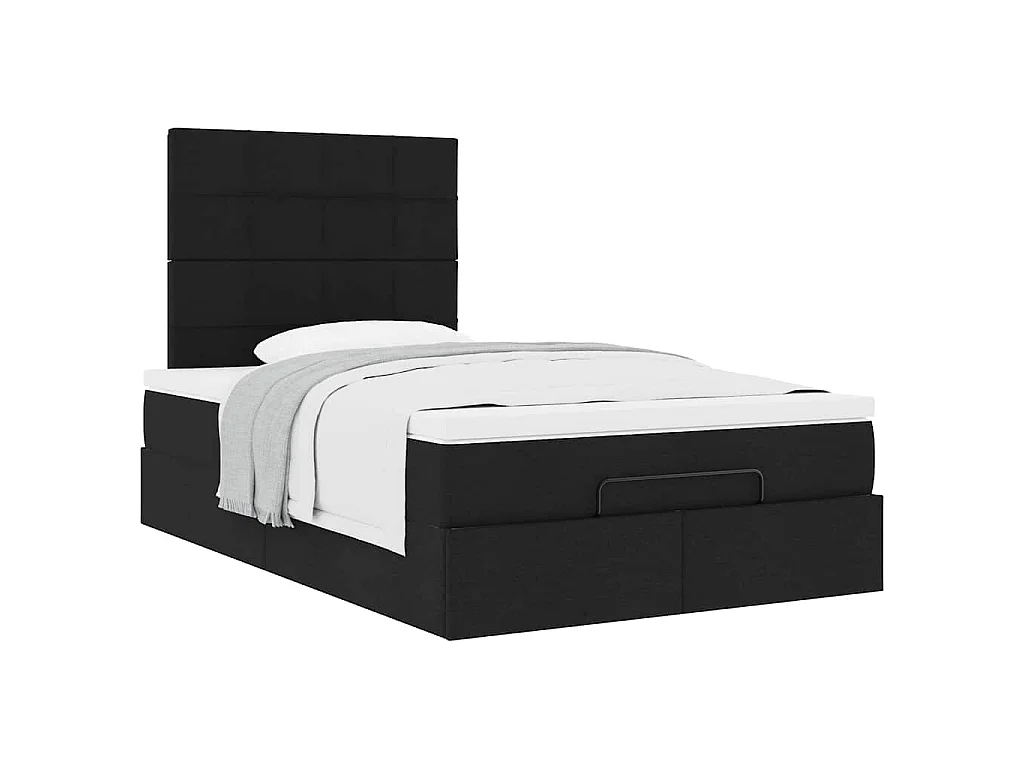 Ottoman-Bett mit Matratze Schwarz 120x200 cm Stoff