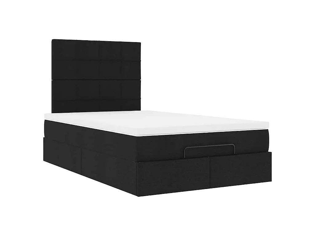 Ottoman-Bett mit Matratze Schwarz 120x200 cm Stoff