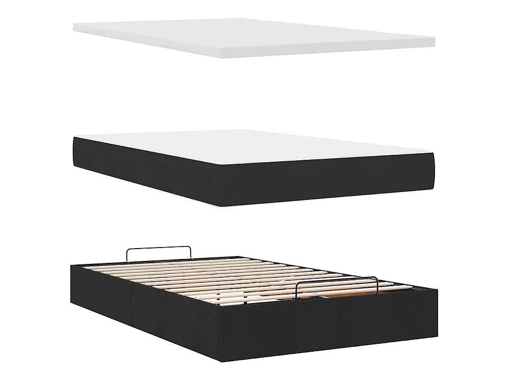 Ottoman-Bett mit Matratze Schwarz 120x200 cm Stoff