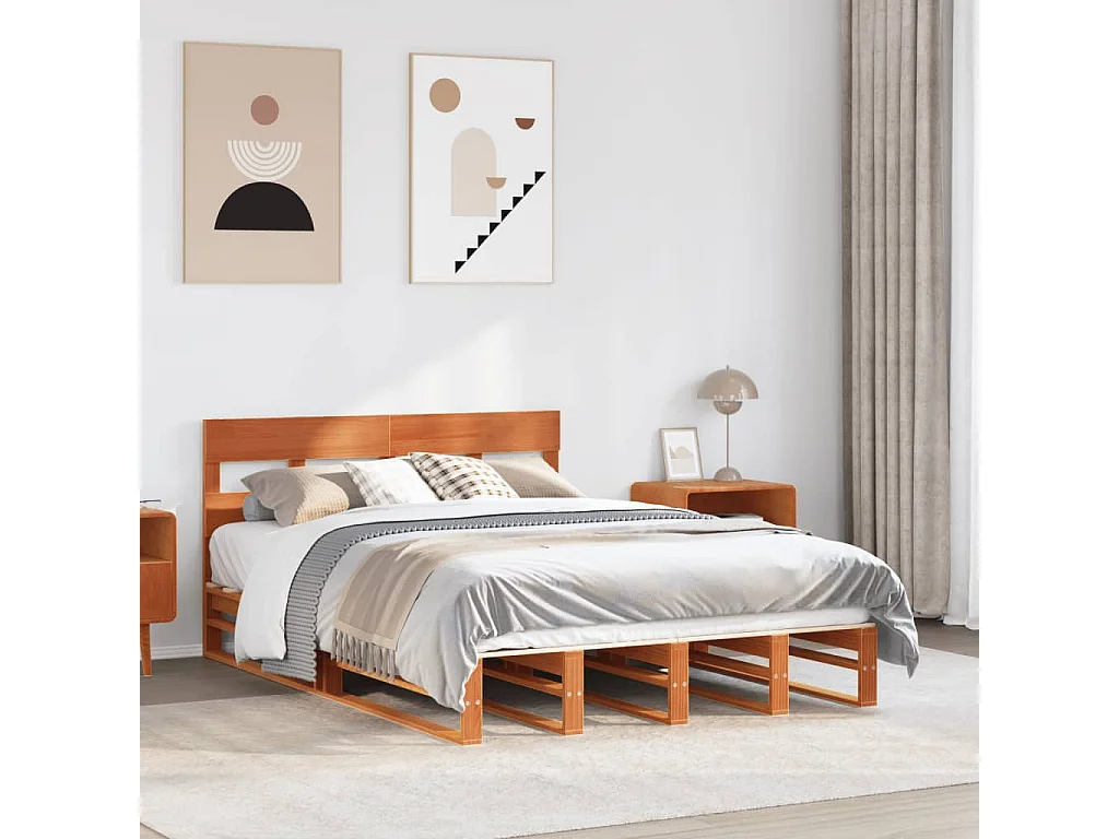 Massivholzbett ohne Matratze Wachsbraun 120x190 cm Kiefernholz