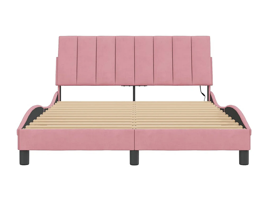 Bettgestell mit LED ohne Matratze "Hanko" Rosa 120x200 cm Samt