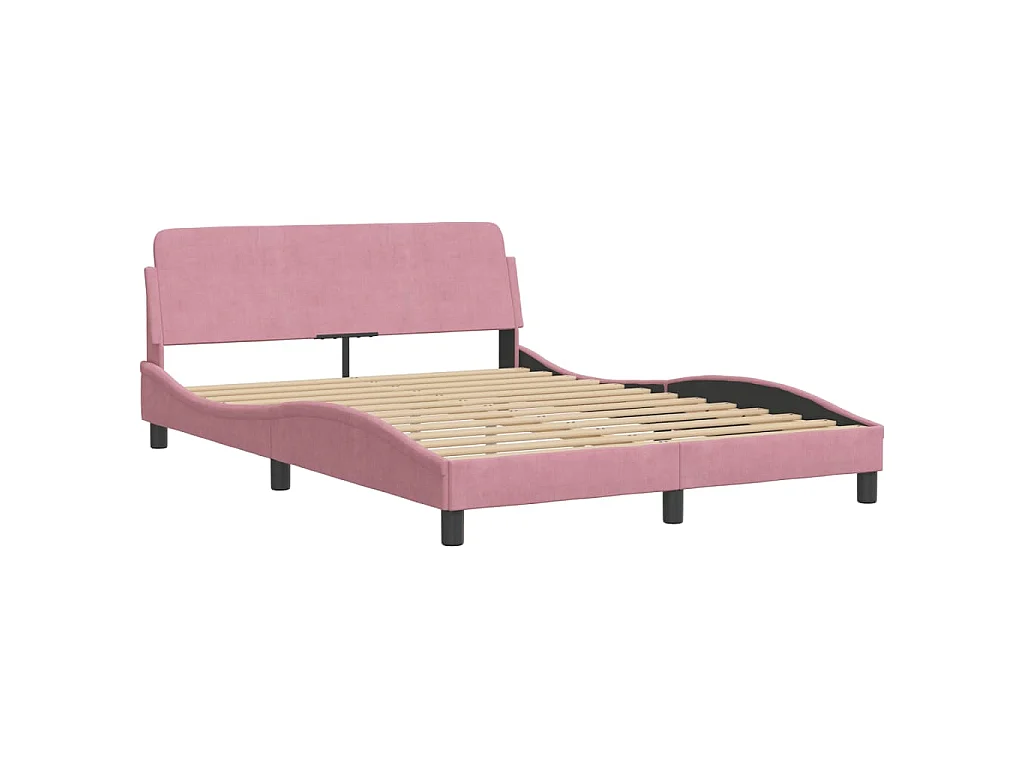 Bedframe met LED zonder matras "Hanko"  fluweel roze 120x200 cm