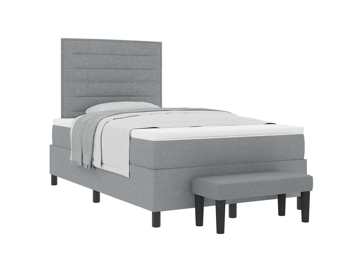 Boxspringbed met hoofdeinde Lichtgrijs 120 x 190 cm Stof