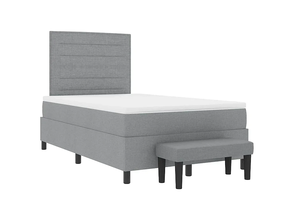 Boxspringbed met hoofdeinde Lichtgrijs 120 x 190 cm Stof