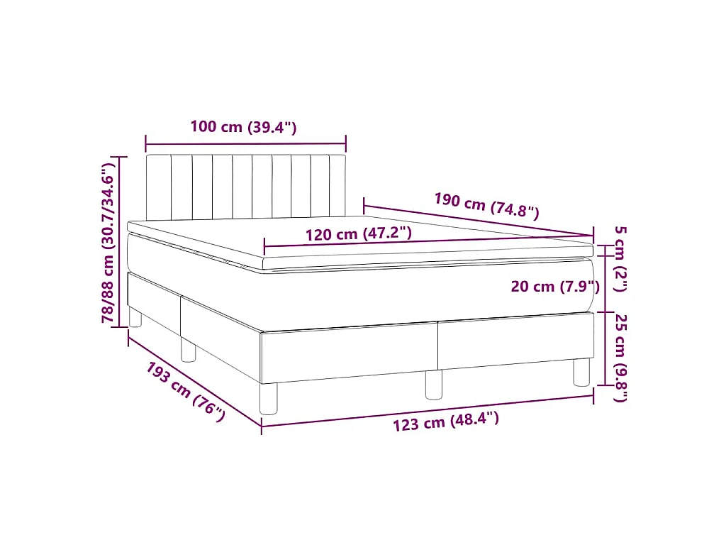 Sommier à lattes de lit et matelas LED rose 120x190 cm velours