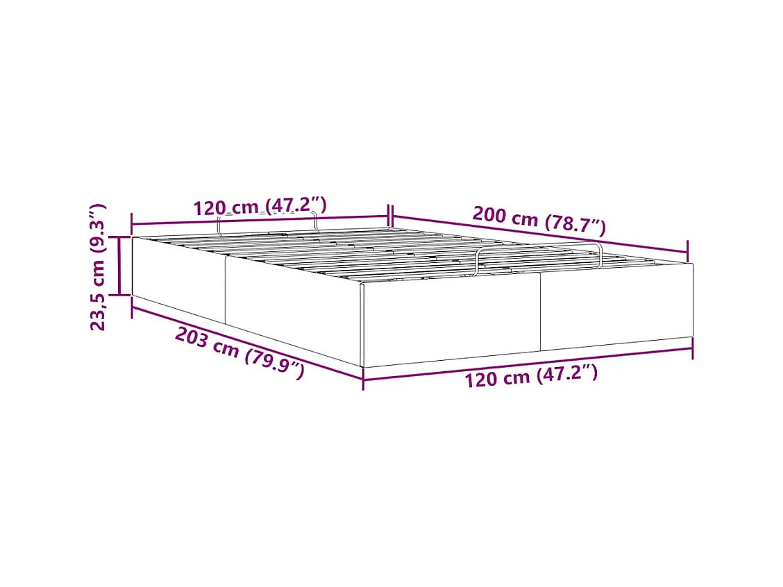 Cadre de lit ottoman sans matelas gris foncé 120x200 cm velours