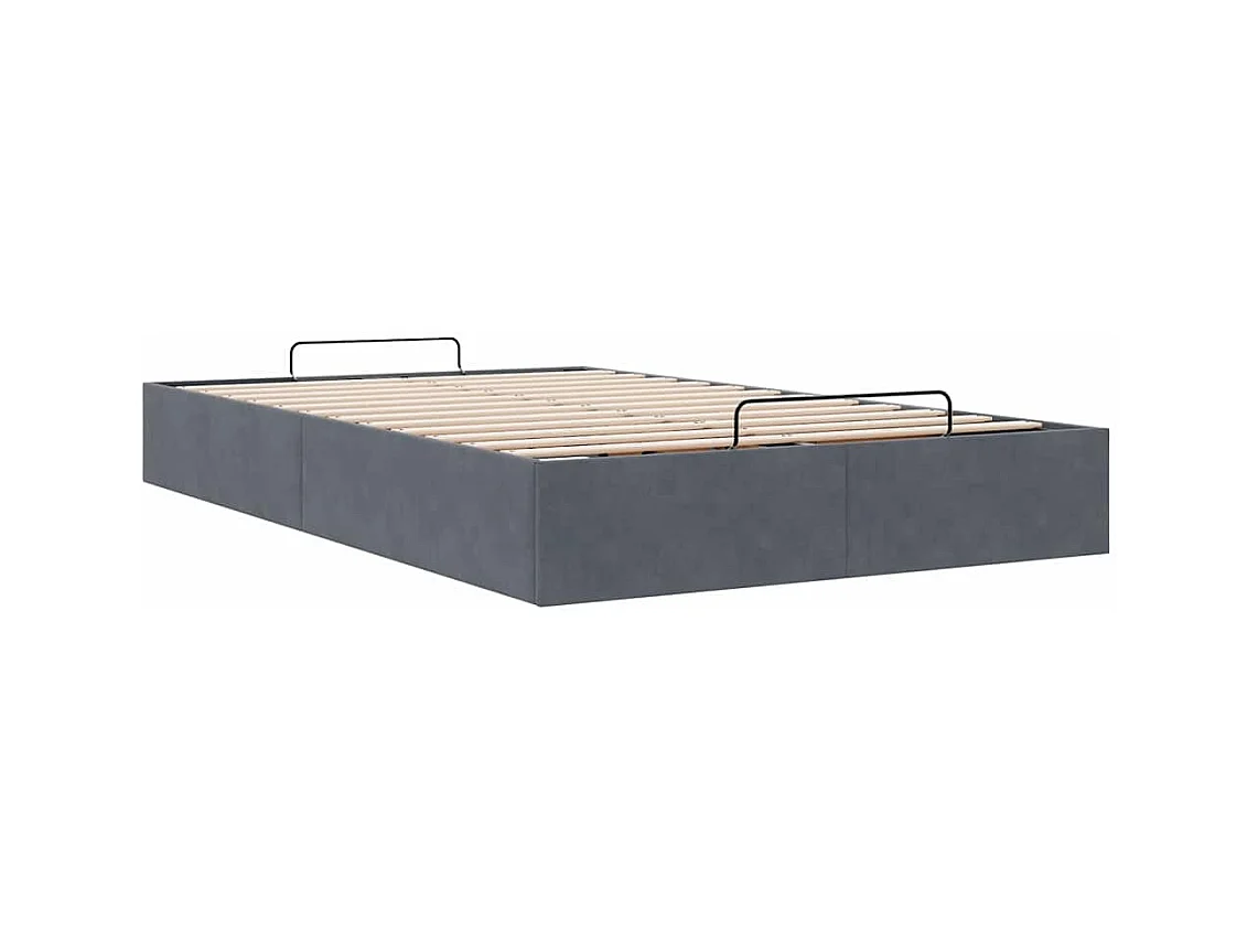 Cadre de lit ottoman sans matelas gris foncé 120x200 cm velours