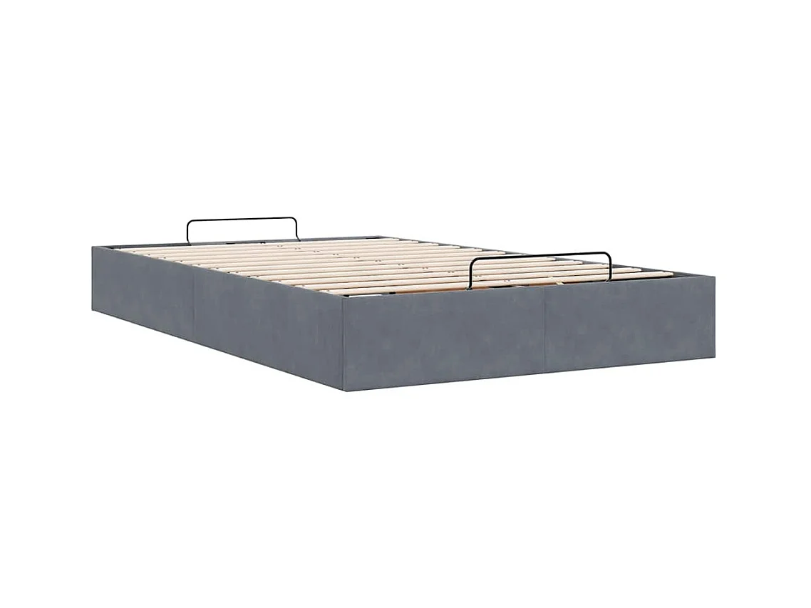 Cadre de lit ottoman sans matelas gris foncé 120x200 cm velours