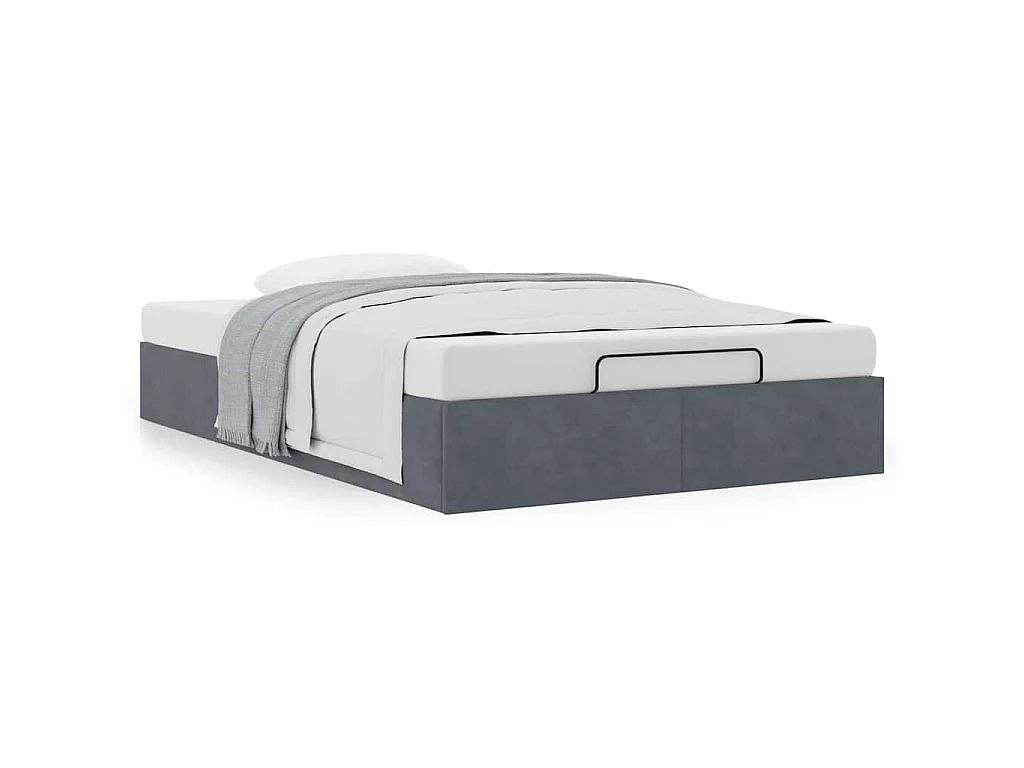 Estructura de cama otomana sin colchón terciopelo gris oscuro
