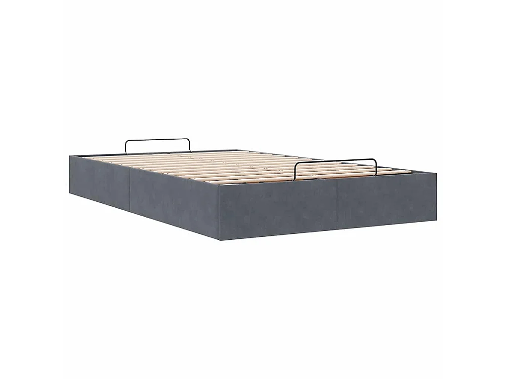 Estructura de cama otomana sin colchón terciopelo gris oscuro