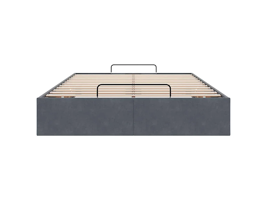 Estructura de cama otomana sin colchón terciopelo gris oscuro
