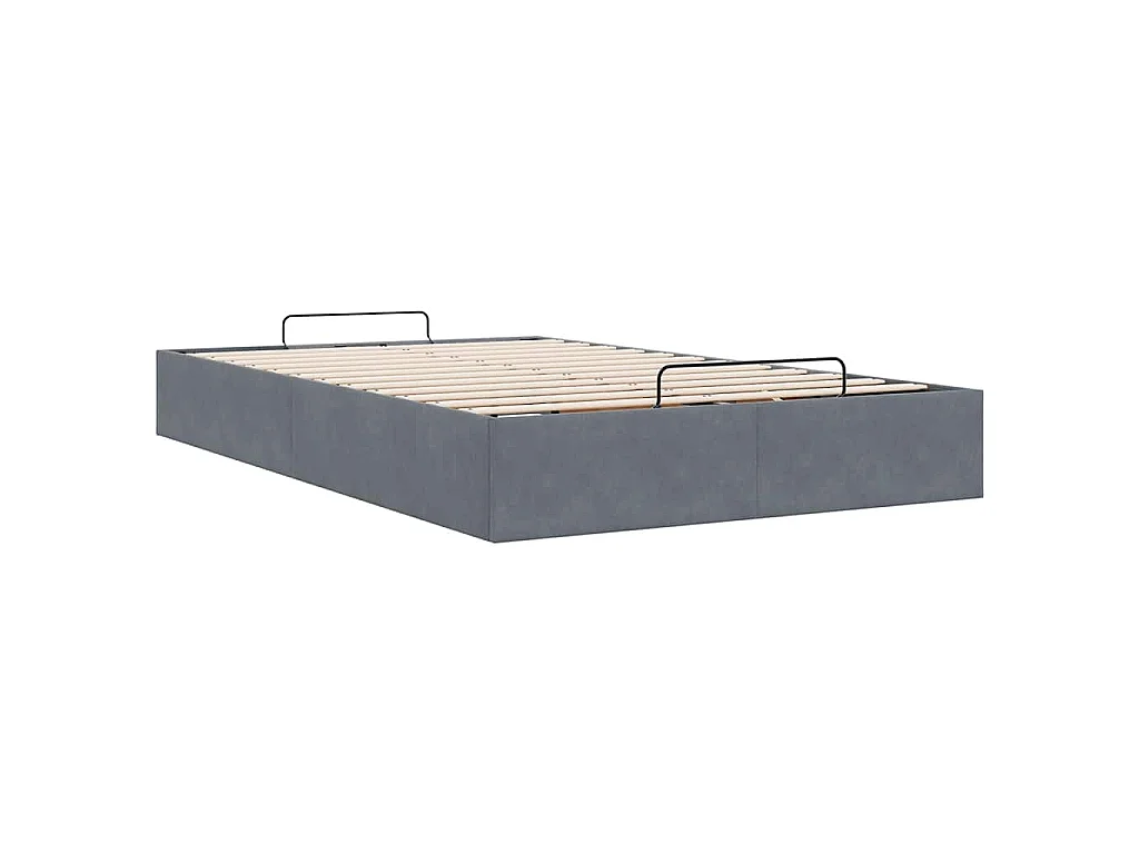 Estructura de cama otomana sin colchón terciopelo gris oscuro