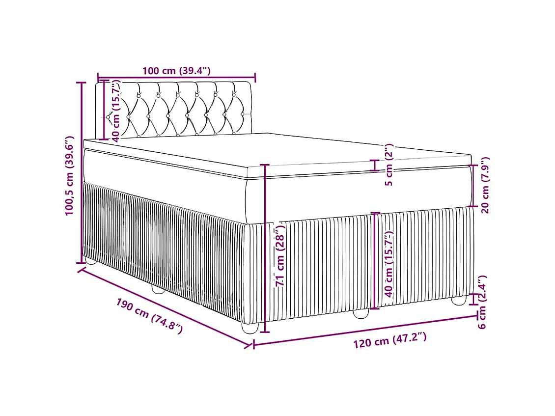 Boxspringbett mit Matratze Taupe 120x190 cm Stoff